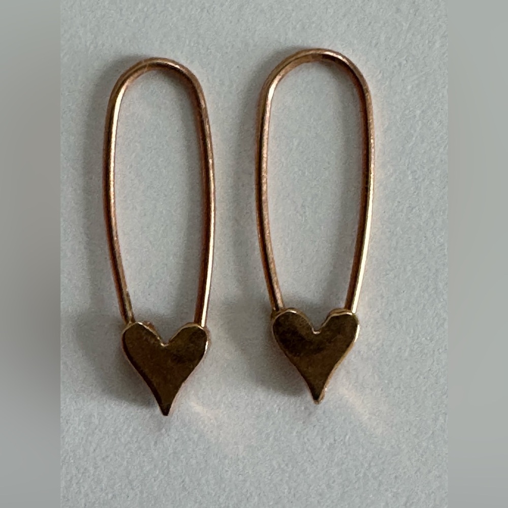 loren stewart  Mini Heart Safety Pin Earrings